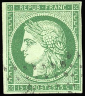 O N°2 - 15c. Vert. Obl. Légère. SUP. - 1849-1850 Cérès