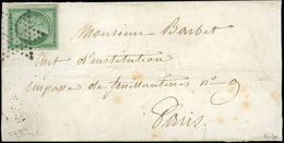 O N°2 - 15c. Vert Obl. étoile S/lettre à Destination De PARIS. Arrivée Le 24 MARS 1853. Belles Marges. TB. - 1849-1850 Cérès