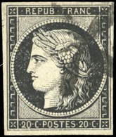 O N°3 - 20c. Noir S/blanc Obl. Rosette Bureau J. SUP. RR. - 1849-1850 Ceres