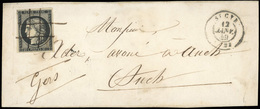 O N°3a - 20c. Noir Sur Blanc. Obl. Plume Sur Devant De Lettre Frappée Du CàD Type 15 Du 12 JANVIER 1849 De ST CYR à Dest - 1849-1850 Ceres