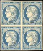 * N°4 - 25c. Bleu. Bloc De 4. SUP. RRR. - 1849-1850 Cérès