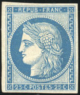 * N°4d - 25c. Bleu. Réimpression. Léger Pli. Léger Aminci. B. - 1849-1850 Cérès