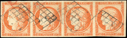 O N°5 - 40c. Orange. Bande De 4. Obl. Grille. SUP. - 1849-1850 Ceres