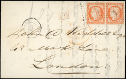 O N°5 - 40c. Orange. Paire Obl. Sur Lettre Frappée Du CàD Du 18 MAI 1853 à Destination De LONDRES. Fraicheur Postale. SU - 1849-1850 Cérès