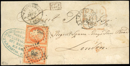 O N°5 - 40c. Orange, Paire Obl. S/lettre Frappée Du CàD De PARIS Et LES BATIGNOLLES Du 26 SEPTEMBRE 1853 à Destination D - 1849-1850 Ceres