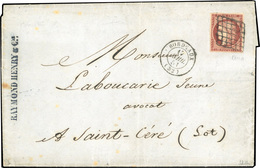 O N°6 - 1F. Carmin Obl. S/lettre Frappée Du CàD De BORDEAUX Du 17 AVRIL 1851 à Destination De SAINT-CERE. Au Verso Cache - 1849-1850 Cérès