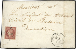 O N°6 - 1F. Carmin Obl. S/lettre Frappée Du Càd De VIHIERS Du 29 JUIN 1853 à Destination De BRESSUIRE. Arrivée Le 30 JUI - 1849-1850 Ceres