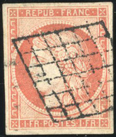 O N°7 - 1F. Vermillon. Obl. Grille. Pièce Parfaite. SUP. RR. - 1849-1850 Ceres