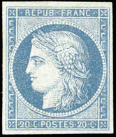 * N°8b - 20c. Bleu Sur Azuré Dit ''ASTUC''. SUP. - 1849-1850 Cérès
