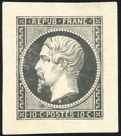(*) N°9 - Epreuve Du 10c. En Noir S/feuillet. TB. RRR. - 1852 Luigi-Napoleone