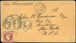 O N°9x3 + 18 - Bande De 3 Du 10c. Bistre-jaune (2 Timbres Déf.) + 1F.carmin (déf.) Obl. PC 2385 S/lettre Frappée Du CàD  - 1852 Louis-Napoléon