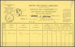 O Feuille Des Chargements Pour Bureau Ambulant De PARIS à NANTES Pour Le Bureau De MONTSURS Avec CàD Et Frappée De L'ind - 1853-1860 Napoleon III