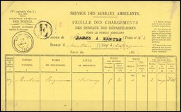 O Feuille Des Chargements Pour Bureau Ambulant De PARIS à NANTES Pour Le Bureau De MONTSURS Avec CàD Et Frappée De L'ind - 1853-1860 Napoleone III