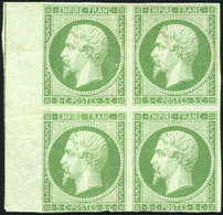 * N°12d - 5c. Vert. Filet D'encadrement. Timbres Défectueux, Filet Touché En Bas. - 1853-1860 Napoléon III.