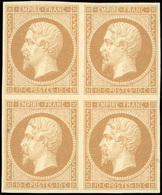 * N°13B - 10c. Bistre. Type II. Bloc De 4. Fraicheur Postale. SUP. - 1853-1860 Napoleone III