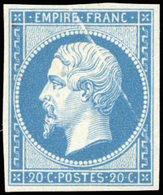 ** N°14A - 20c. Bleu. Variété. Petit Trait à L'impression. SUP. - 1853-1860 Napoleon III