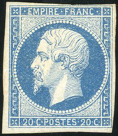 ** N°14A - 20c. Bleu. Type I. Marge Courte à Droite. B. - 1853-1860 Napoléon III.