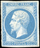 * N°14Ac - 20c. Bleu Sur Azuré. Type I. R. TB. - 1853-1860 Napoleon III