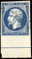 O N°14Ai - 20c. Bleu. Obl. BdeF Avec Filet D'encadrement. SUP. - 1853-1860 Napoleone III