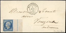 O N°14A - 20c. Bleu, BdeF Avec Filet D'encadrement, Obl. PC 2117 S/lettre Frappée Du CàD De MONTMEDY Du 4 Décembre 1856  - 1853-1860 Napoléon III