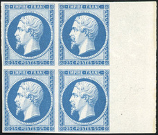 ** N°15c - 25c. Bleu. Réimpression 1862. Bloc De 4. 1 Timbre Avec Charnière. BdeF. SUP. - 1853-1860 Napoleon III