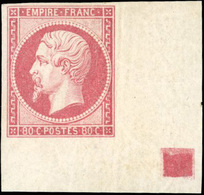 * N°17B - 80c. Rose. CdeF Avec Carré De Repère. Léger Pli Archive. Fraicheur Postale. 1ère Et Unique Pièce Vue à Ce Jour - 1853-1860 Napoleon III