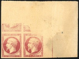 (*) N°18 - 1Fr. De L'Empire. Bloc De 4 Avec Filet D'encadrement. Variété D'impression Défectueuse Du Timbre Type. Pièce  - 1853-1860 Napoléon III.