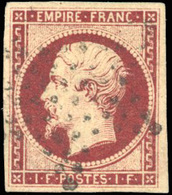 O N°18g - 1Fr. Carmin Foncé Nuance Velours. Obl. étoile. SUP. - 1853-1860 Napoleone III