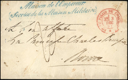 O Lettre Taxée à 20d. Frappée De La Griffe Bleue MAISON DE L'EMPEREUR (Service De La Maison Militaire) Et Du CàD Rouge B - 1862 Napoleon III