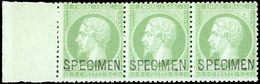 ** N°20f - 5c. Vert. Bande De 3 Surcharge ''SPECIMEN''. Les 3 Types De Surcharges Se-tenant. BdeF. SUP. - 1862 Napoléon III.