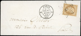 O N°21 - 10c. Bistre Obl. étoile ''8'' S/lettre Locale Frappée Du CàD De PARIS - 8 - (60) Du 13 Mars 1864. SUP. R. - 1862 Napoleon III