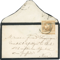 O N°21 - 10c. Bistre, Avec Voisin, Obl. S/lettre Frappée Du CàD De MONACO Janvier 1868 à Destination De NICE. TB. - 1862 Napoleone III