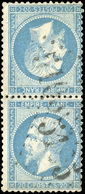 O N°22b - 20c. Bleu. Paire Verticale Tête-Bêche. Obl. GC 5105. TB. - 1862 Napoléon III.