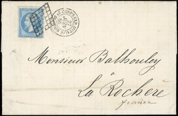 O N°22 - 20c. Bleu Obl. Grille S/lettre Manuscrite De ROME Le 26 Juin 1866, Frappée Du Cachet ''CORPS EXP. D'ITALIE - 2E - 1862 Napoléon III