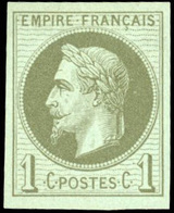 * N°25c - 1c. Vert-bronze. Réimpression Granet. Belles Marges. SUP. - 1863-1870 Napoléon III Lauré