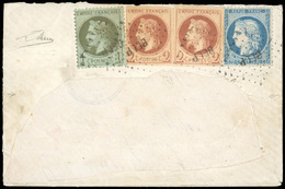 O N°26Bx2 + 25 + 36 - 2 X 2c. Lauré ND + 1c. + 20c. Siège Obl. BECP S/lettre, Adresse Découpée. Le 2c. ND N'est Pas Conn - 1863-1870 Napoléon III. Laure