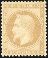 * N°28B - 10c. Bistre. Très Bien Centré. Grosse Charnière. TB. - 1863-1870 Napoleon III With Laurels
