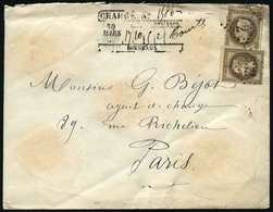 O N°30x 2 - 30c. Brun X 2 Obl. GC 532 S/lettre Avec Griffe De Chargement Complète En Noire De BORDEAUX Du 30 Mars 1868 à - 1863-1870 Napoléon III Lauré