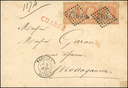 O N°31x 3 - Bande De 3 Du 40c. Orange Obl. GC 5042 S/lettre Chargée Frappée Du CàD De MASCARA - ALGERIE Du 5 Juillet 187 - 1863-1870 Napoleon III Gelauwerd