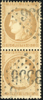 O N°36b - 10c. + 10c. Bistre. Paire Verticale Tête-Bêche. Obl. GC 3356. Jolie Pièce. TB. - 1870 Asedio De Paris