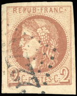 O N°40Bb - 2c. Marron. Report 2. Obl. GC. TB. - 1870 Bordeaux Printing