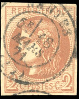 O N°40B - 2c. Brun-rouge. Report 2. Obl. CàD Type 17 De MANTES Du 18 MARS 1871. SUP. - 1870 Bordeaux Printing