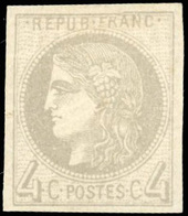 * N°41A - 4c. Gris. Report 1 Position 15. Pièce De Fraîcheur Exceptionnelle. Très Rare Avec Gomme. TB. - 1870 Bordeaux Printing