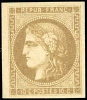 * N°43Ab - 10c. Bistre-verdâtre Foncé. Nuance Exceptionnelle. SUP. R. - 1870 Ausgabe Bordeaux