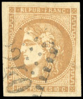 O N°43A - 10c. Bistre. Report 1. Belles Marges. Obl. SUP. - 1870 Bordeaux Printing