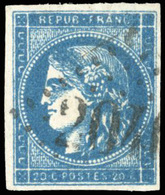 O N°45C - 20c. Bleu. Obl. GC 2040. Impression Très Encrée. SUP. - 1870 Bordeaux Printing