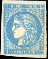 * N°46B - 20c. Bleu. Type III Report 2. TB. - 1870 Bordeaux Printing