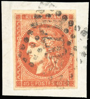 O N°48f - 40c. Ocre. Obl. GC S/fragment. Nuance Rare. SUP. - 1870 Emisión De Bordeaux