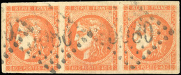 O N°48 - 40c. Orange. Bande De 3. Obl. GC 5080 - ALEXANDRIE. SUP. - 1870 Ausgabe Bordeaux