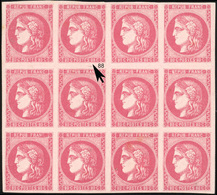 ** N°49f - 80c. Rose. Variété ''88'' Au Lieu De ''80'' Dans Bloc De 12. 1 Exemplaire *. Pièce Exceptionnelle. Grande Rar - 1870 Ausgabe Bordeaux